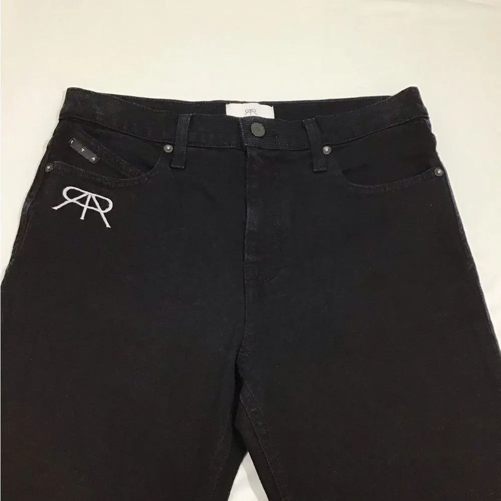 RTA Men Slim Fit Logo Jeans In Black Stone Size 30